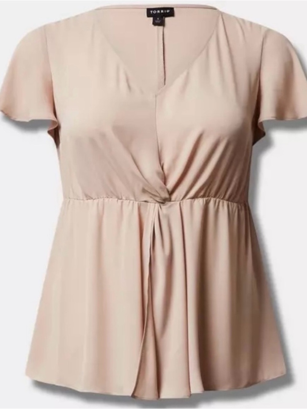 Torrid Georgette twist surplice flutter sleeve blouse - size 2 - cream/tan/nude